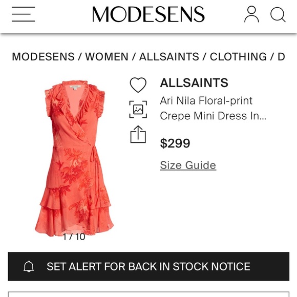 AllSaints Ari Nila Floral-Print Crepe Wrap Dress - Picture 15 of 16